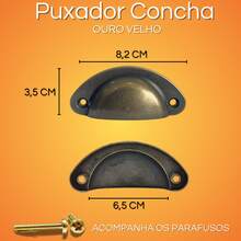 Kit Of 2 Colonial Shell Model Handles With Premium, High-Quality Finish For Drawers, Cabinets, Dressers, Furniture In General - 古金 - 查看 3