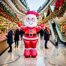 Balão metalizado extragrande de 212 cm com tema de Papai Noel, 1 peça, decoração para festas de Natal, com um esquema de cores clássico em vermelho e branco. Adequado para uso interno e externo, bem como decoração de shoppings. - Multicolorido - Ver 5