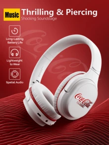 Coca Cola Stereo Bluetooth Headphones Over Ear, 10 Hours Playtime Wireless Headphones With Up To 300 Hours Battery Standby, Support Answer Call(Black), Wired Mode, Type C Port, Premium Gift For Friend, Classic Best Seller Of Store, Foldable & Portable, Black - T18-multicolor - View 1