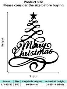 1 Pieza Pintura de pared de arte de hierro con tema navideño - Estilo industrial - Lámina de hierro cortada con tratamiento antioxidante - Perfecto para decoración de sala de estar, dormitorio, escena de fiesta de Navidad, escaparate de tienda - Regalo ideal para Navidad y Año Nuevo - Diseño simple de estrella y árbol de Navidad en blanco y negro, decoración del hogar, decoración de pared, decoración de habitación, decoración de sala de estar