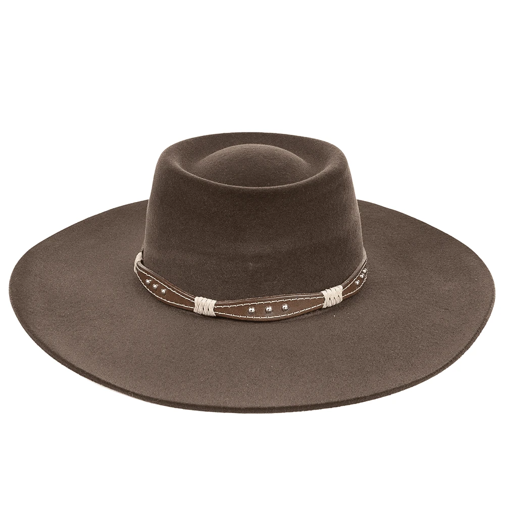 Unisex Felt Country Hat With Gaucho Leather Band