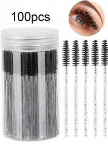 10/20/50/100/200pcs Disposable Flexible Crystal Clear Solid Eyelash Brushes, Easy Lash Extension Makeup Tool, Dual Use For Lashes & Brows, Portable For Women, Suitable As Holiday Gift