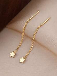 925 Sterling Silver Star Earrings For Women, Minimalist Elegant Earrings, Unique Design, Hypoallergenic, Suitable For Ear Cartilage And Earlobe, New Jewelry