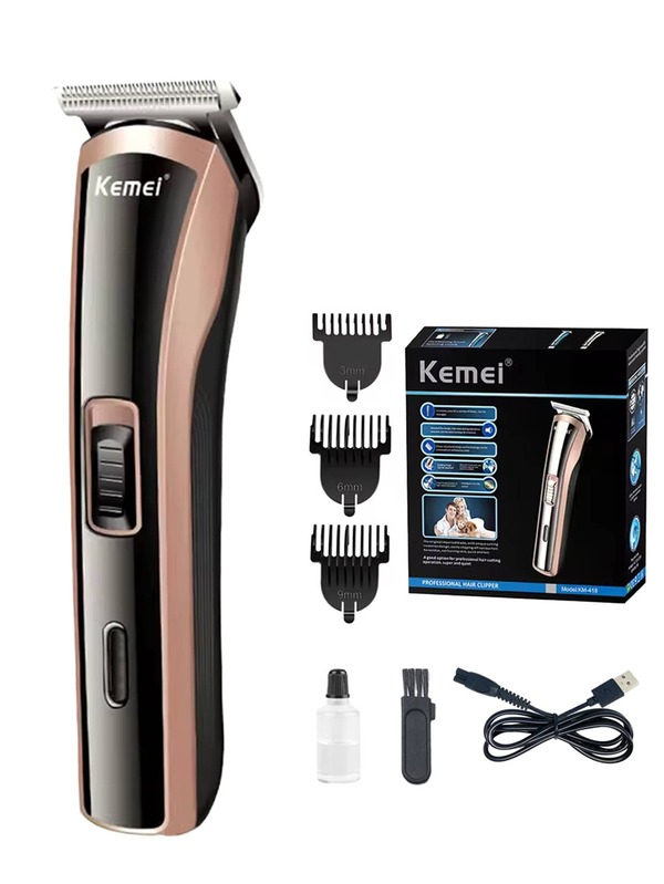 Kemei KM-418 Multifunctional Men's Electric Hair Clipper Shaver, Cordless Electric Hair Clipper With Adjustable Comb Accessories, Rechargeable Cordless Trimmer, Portable Hair Trim Shaving Beauty Gift