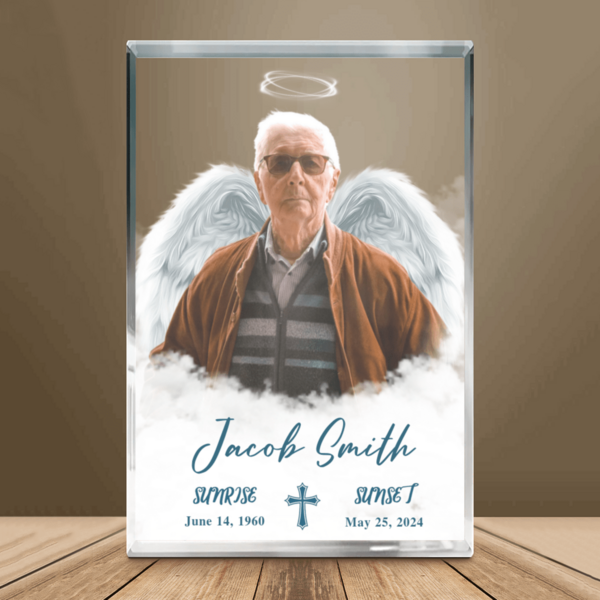 Fotografie memorială personalizată (cu aripi), placă acrilică cu fotografie memorială personalizată (cu aripi), cadou memorial de Ziua Tatălui, placă acrilică memorială personalizată, decor pentru birou. Această placă elegantă poate fi personalizată cu o fotografie și un mesaj emoționant sau un nume, creând un articol memorial personalizat unic, care aduce confort și amintire. Calendar