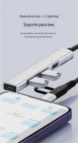 Lector de tarjetas de memoria tipo C a SDTF, expansor HUB, teléfono móvil, computadora, conectado a la carga de auriculares USB - Plateado - Ver 7
