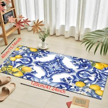1pc Home Decor, Lemon Pattern Printed, Anti-Slip Diatomite Clay Kitchen Rug, Kitchen Mat, Floor Mat, 3D Printed Rectangle, Suitable For Living Room, Bedroom, Hallway, Bathroom, Laundry Room - Polyester Carpet, Indoor & Outdoor Home Decor