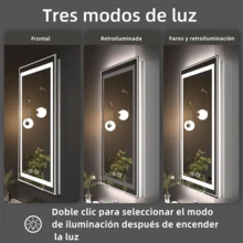 Espejo Touch Led,espejo Decorativos Para Baño Con Luz 50cmx70cm Espejo Rectangular,espejo De Pared Regulable Y Con 3temperaturas De Color y Antivaho, Botones Táctiles Inteligentes - Tipo de Enchufe A USA (110-127V) - Ver 4