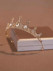 1pc Fashionable & Elegant Alloy Crown Hair Accessory Suitable For Women's Wedding Party (Recommend Using U-Shaped Clip For Additional Support) - Burnt Orange - View 3