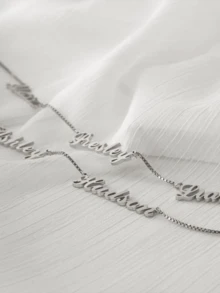 1pc Personalized Minimalist 18K Gold Plated Stainless Steel Necklace, High Quality Customized Gift For Wife, Mother, Grandmother - Silver - View 2