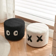 1 件木制立方体形玄关凳，创意羊毛垫脚凳，适合客厅、儿童