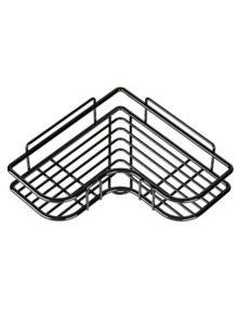 2 طقم رفوف زاوية للحمام، 2 عبوة رفوف للحمام، سلة رف حمام لاصقة مع خطافات، حامل حمام معدني مقاوم للصدأ، سوداء للعودة إلى المدرسة