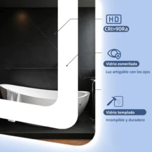 Espejo Led Baño Touch Con Función Antivaho,espejo Cuadrado Con Luz Led Touch Moderno Para Baño De Lujo,espejo De Pared Regulable,3 Temperaturas De Color, Con Ajuste De Hora - Tipo de Enchufe A USA (110-127V) - Ver 8