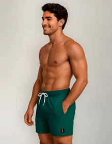 Shorts Shorts Masculino Moda Praia Verão Calor Tecido Premium Lunny Confecções Final de Ano - Verde Militar - Visão 4