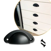 Kit 2 Puxadores modelo Concha Colonial acabamento Premium de Alta Qualidade p/ Gavetas, Armários, Cômodas, Móveis em geral - Preto - Visão 1