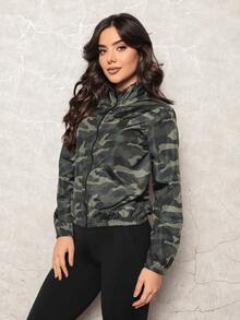 Women's Microfiber Cropped Jacket, Water Resistant And UV Protection - Versatility, Comfort, Style - Dark Green - View 4