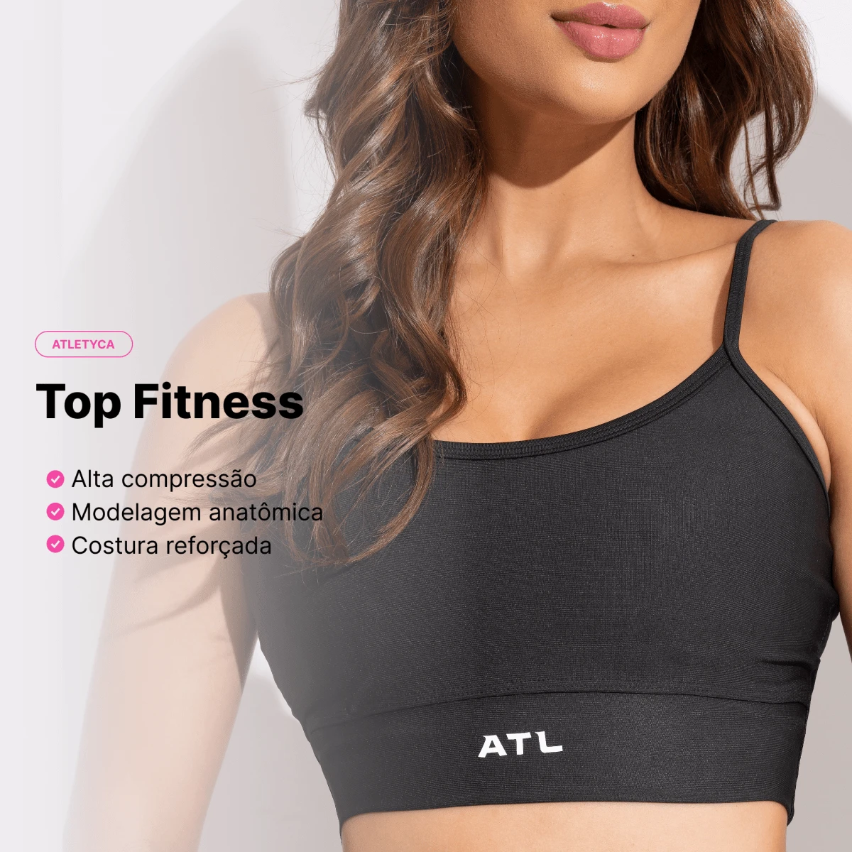 Atletyca Women's Fitness Thin Strap Top – Comfort - 黑色 - 查看 1