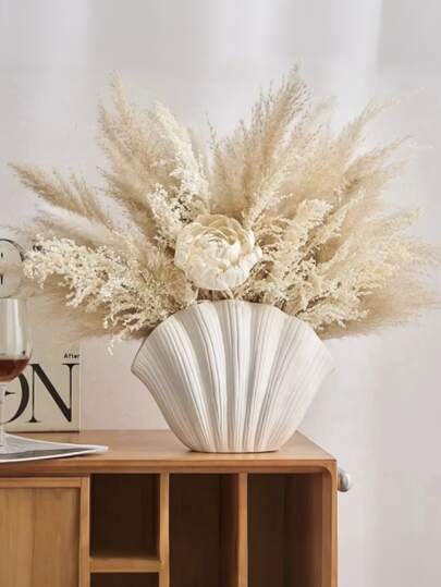 Wit Nordic Shell Shaped Resin Vase Home ation, Desktop Artificial Flowers, Plant Supports, Tableware, Flower Arrangement, Easy To Ceramic Vase, Ins Hydroponic Fresh Arrangement Homestay Model Room Glass view 2