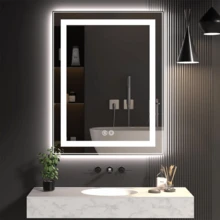 Espejo Touch Led,espejo Decorativos Para Baño Con Luz 50cmx70cm Espejo Rectangular,espejo De Pared Regulable Y Con 3temperaturas De Color y Antivaho, Botones Táctiles Inteligentes - Tipo de Enchufe A USA (110-127V) - Ver 1