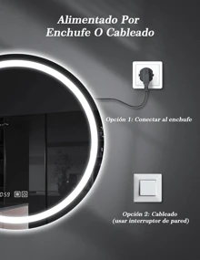 espejos De Pared Con Luz Led,espejo Para Baño Redondo 60 X 60 Cm,botones Táctiles Inteligentes Con Ajuste De Hora,antivaho Y Función De Memoria , Espejo Regulable Y Con 3 Temperaturas De Color - Tipo de Enchufe A USA (110-127V) - Ver 7