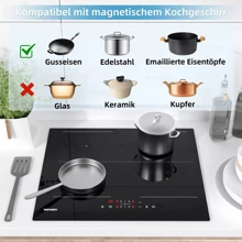 IsEasy 4-Plate Induction Hob, Self-Contained Induction Cooking Area, 60cm Hob, Black