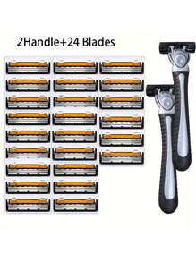 3-Blade Stainless Steel Disposable Razors For Men, Odorless, Washable, Beard & Stubble Trimmer, Suitable For Normal Skin Types, Plastic Handle, Manual Shaving Tool Set With Multiple Replacement Blades