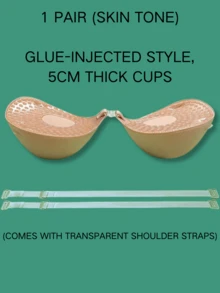 1/2 Piece (5CM Thick Cups, With Transparent Shoulder Straps Included) Invisible Self-Adhesive Push-Up Bra - Strapless Backless Bra Set, Breast Enhancing & Anti-Sagging, Ideal For Small Chests, Weddings & Summer Dresses - Nhiều màu - Xem 3