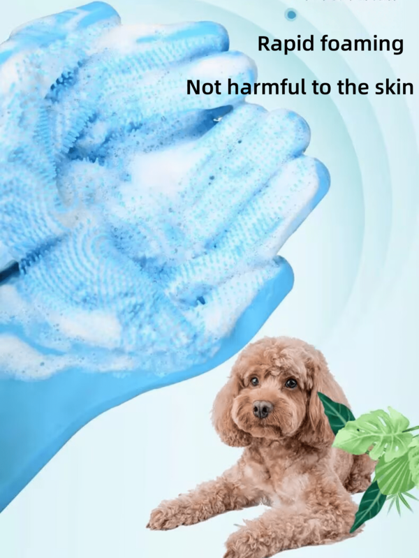 Pet Bathing Gloves, Dog & Cat Grooming Brush Gloves, Extra Long Silicone Anti-Scratch Massage Gloves For Shedding, Pet Cleaning Supplies
