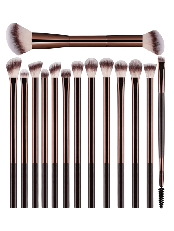 14 PIEZAS Juego de brochas de maquillaje profesional - Cerdas suaves con tubo de aluminio, incluye brochas para pestañas, sombras de ojos, cejas, labios y difuminado - Ideal para polvos, líquidos y cremas - Perfecto para uso diario y viajes - Regalo para mujeres y amigos