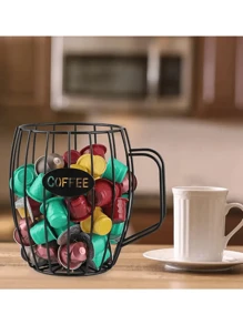 1PC Stainless Steel Coffee Pod Holder, Large Capacity Storage Organizer Basket For Countertop, Coffee Bar & Office, Multi-Size Capsule Container