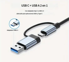 Lector de tarjetas de memoria tipo C a SDTF, expansor HUB, teléfono móvil, computadora, conectado a la carga de auriculares USB - Plateado - Ver 3