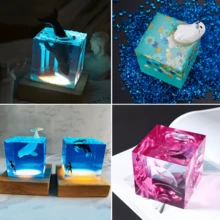 1 Stück/2 Stücke LED Holzlampen Basis Silikon Form Set, quadratische Harz Silikon Form, LED Harz Silikon Form, Harz Silikon Form mit Holz Beleuchtungsbasis, Harz Kunsthandwerk Heimdekoration - Verschiedenfarbig - Übersicht 5