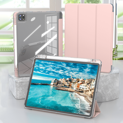 Transparent Acrylic Tri-Fold Case Compatible With IPad 10th Generation, Built-In Pencil Slot For Ipad 11th(A16) Generation Multiple Viewing Angles Wit