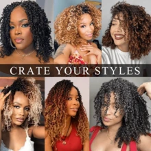 1/6/8 包预绕 Yanky Twist 钩针编织辫子 8/10/14 英寸 15/24 股/PCS 天然黑色预绕 Passion Twist Boho 钩针编织辫子，带卷曲钩针编织发塞内加尔扭辫子，1B/30 - 漸層棕色 - 查看 6