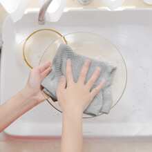 12 件/包华夫格洗碗布，吸水厨房清洁抹布，12x12 英寸 - 灰色 - 查看 6