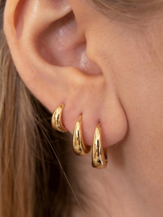 6pcs Vintage Smooth Geometric Hoop Earrings Set, Simple Classic Basic Style Suitable For Women's Daily Wear