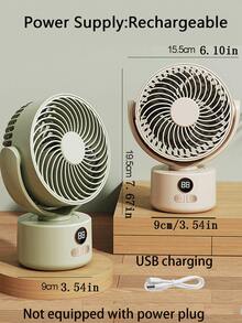 Desk Fan, Tabletop Electric Fan, High-Power Super Quiet Office Desk Mini Portable Fan, Student Dorm Bedside Powerful Cooling Circulating Fan, Rechargeable Long-Lasting