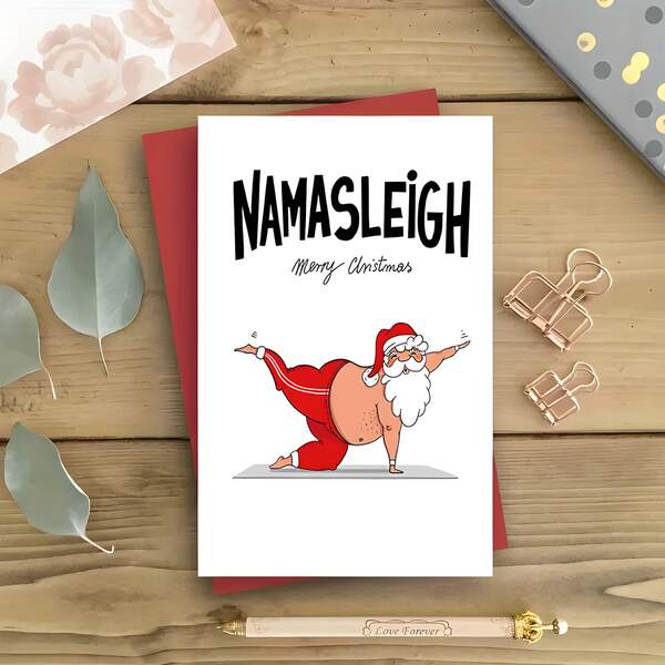1 Pc Santa Claus Yoga Card - Perfect Choice For Family And Friends, Ideal For Daily Office Use