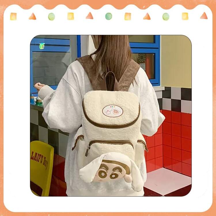 Cinnamoroll X Crayon Shin-Chan Series Plush Backpack (Crayon Shin-Chan Design) – Cute Backpack With Large Capacity, Comfortable For School Use. - Multicolor - View 5