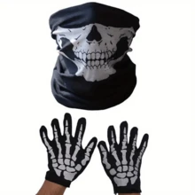 Bộ 2 găng tay và mặt nạ bộ xương Halloween, phụ kiện trang phục phong cách đen, thích hợp để trang trí tiệc Halloween - Nhiều màu - Xem 11