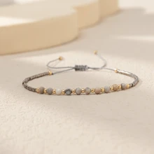 1pc Artisanal Bohemian Natural Stone Bracelet – Adjustable & Allergy-Friendly, Perfect For Daily Wear & Style Boost