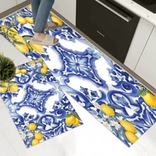 1pc Home Decor, Lemon Pattern Printed, Anti-Slip Diatomite Clay Kitchen Rug, Kitchen Mat, Floor Mat, 3D Printed Rectangle, Suitable For Living Room, Bedroom, Hallway, Bathroom, Laundry Room - Polyester Carpet, Indoor & Outdoor Home Decor