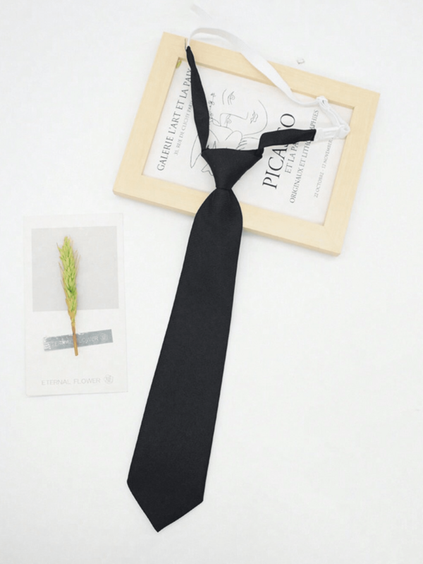 Children's Pre-Tied Tie, School Style Black Tie, Short Tie For School Uniform, No Tie Required