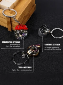 Zinc Alloy Creative Metal Car Parts Keychain Series, Including Turbocharger, Gearbox, Brake Disc, Tire Rim, Engine Piston, Wrench Designs, Suitable As Gifts For Car Enthusiasts And Mechanics - Multicolor - View 4