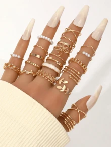 92 件女士时尚首饰套装，复古朋克风格耳环搭配耳钉和多元素项链，适合日常、度假、派对佩戴，精美节日礼物（无盒） - 彩色 - 查看 9