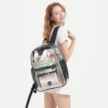 Back To School Clear Backpack – Heavy Duty Transparent Book Bag For College, Concerts & Travel - 黑色 - 查看 6