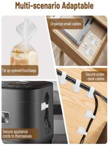 40 个尼龙线夹、自粘式线夹、桌下线缆管理、家用和办公室多用途线扎带、线缆整理器、桌线固定器、电脑线紧固件 - 彩色 - 查看 10