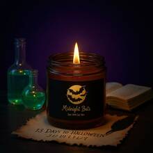 Brown Bottle Halloween Soy Candle, Halloween Party Decoration Favor, Scented Candle, Skull, Haunted Pumpkin Field - Gothic Halloween Jar Scented Candle, 5.2oz, Made With Beeswax, Coconut And Soy, Home Decor Halloween Decor Room Decor - Brown - View 7