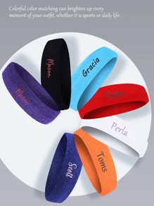 [ Customized Embroidery ] Men's And Women's Sports Straps, Sports Towels, Headband Suitable For Running, Cycling, Yoga, Spa, Basketball, Yoga, Dance, Fitness And Other Sports Activities. Elastic Sweat Absorbing Headband - Multicolor - View 2