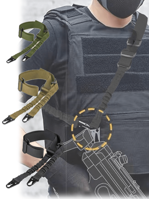 1 pièce Sangle tactique, sangle de fusil réglable en nylon à deux points pour l'entraînement en extérieur CS, bandoulière